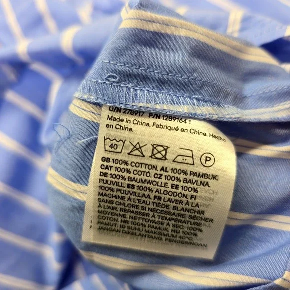 H&M Womens Blue White Striped Pussybow Tie Neck Blouse Long Sleeve Small - Picture 5 of 5